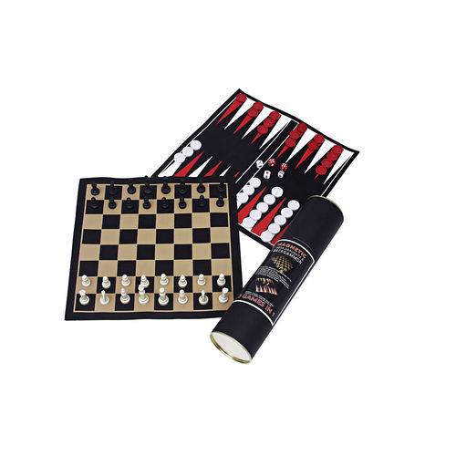 Kit Jogos (xadrez/dama/gamão) com Peças Magnéticas. Incasa