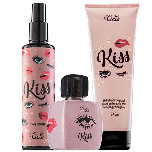 Tudo sobre 'Kit Kiss com Perfume Feminino Deo Colônia, Body Splash e Loção Hidratante Ciclo Cosméticos'