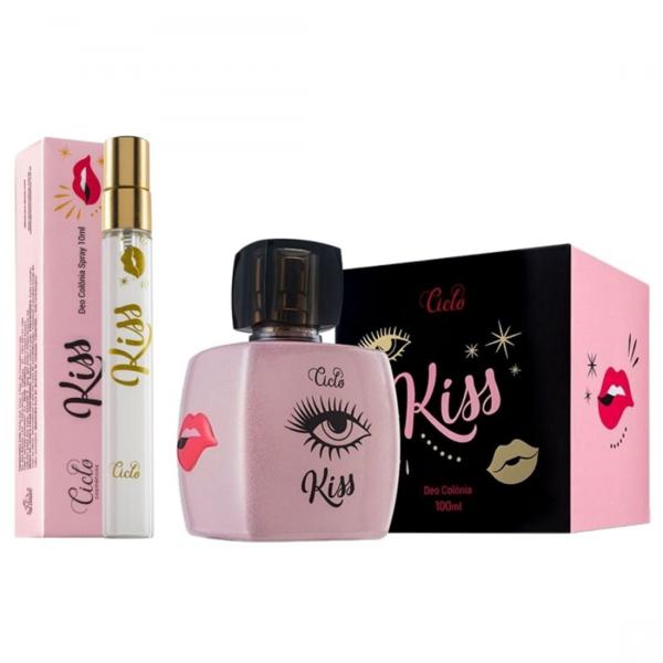 Kit Kiss Deo Colônias 100ml + Spray 10ml Perfume Feminino Ciclo Cosméticos