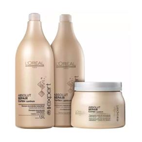 Kit L`oréal Professionnel Absolut Repair Cortex Lipidium Shampoo + Condicionador 1,5L + Máscara 500g