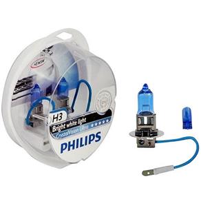 Kit Lâmpada do Farol - Philips - H3 - Crystal Vision Ultra 4300K (luz Branca) - X2/w5wx2 - Jogo - 12336CVU