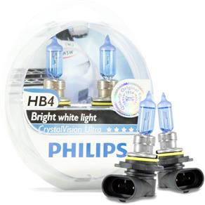 Kit Lampada Philips Crystal Vision HB4 9004 55w 12v + Par de Pingos - Efeito Xenon