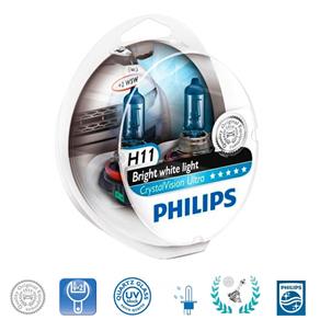 Kit Lâmpada Philips Crystal Vision Ultra H11 55W 4300K 12V - Par + Pingo