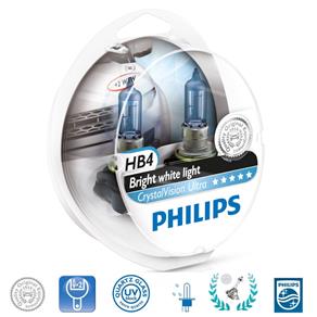 Kit Lâmpada Philips Crystal Vision Ultra HB4 55W 4300K 12V - Par + Pingo