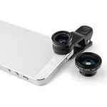 Tudo sobre 'Kit Lente 3x1 Olho de Peixe Fisheye Wide Macro Iphone Galaxy Sony Lg Motorola Universal'