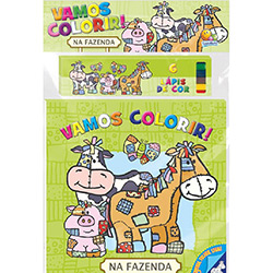 Kit - Livro + Lápis de Cor: na Fazenda - Coleção Vamos Colorir!