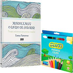 Kit - Livro Mindfulness: o Livro de Colorir Antiestresse + Lápis de Cor Slim Redondo 24 Cores