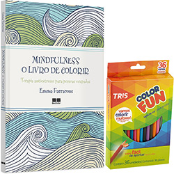 Kit - Livro Mindfulness: o Livro de Colorir Antiestresse + Lápis de Cor Tris Color Fun 36 Cores