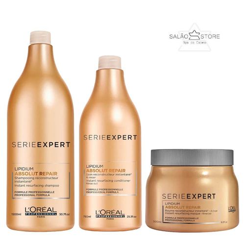 Kit L'Oréal Professionnel Expert Absolut Repair Cortex Lipidium (Shampoo 1,5L e Condicionador 1,5L Máscara 500gr)