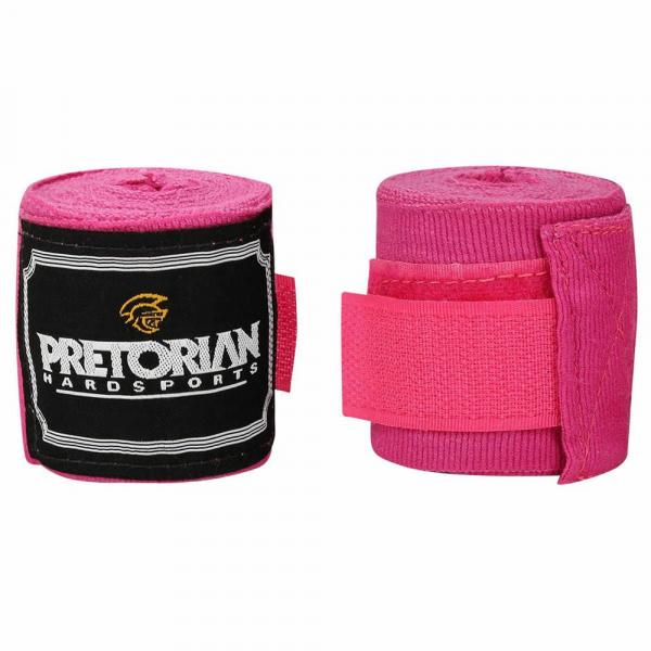 Kit Luva Boxe Muay Thai First Rosa Bandagem Bucal Pretorian