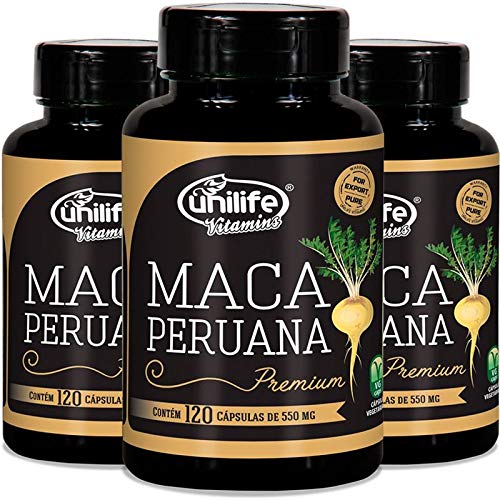 Kit 3 Maca Peruana Premium 550mg Unilife 120 Cápsulas