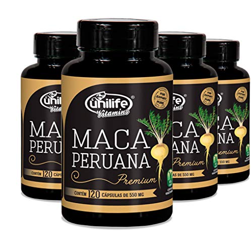 Kit Maca Peruana Premium Pura 480-4 Frascos de 120 Capsulas Unilife