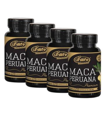 Kit Maca Peruana Premium Pura 480 - 4 Frascos de 120 Capsulas Unilife