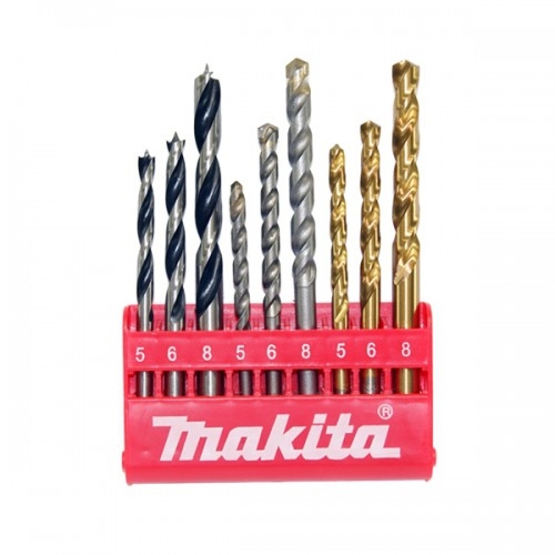 Kit Makita Jogo de Brocas Completo para Madeira, Concreto e Metal 9 Peças