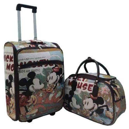 Tudo sobre 'Kit Mala de Viagem Quadrada Personalizada Mickey & Minnie C/ Rodinhas e 01 Bolsa Média'