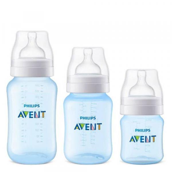 Kit Mamadeira Avent Anti-cólica 3 Unidades Clássic+ Azul