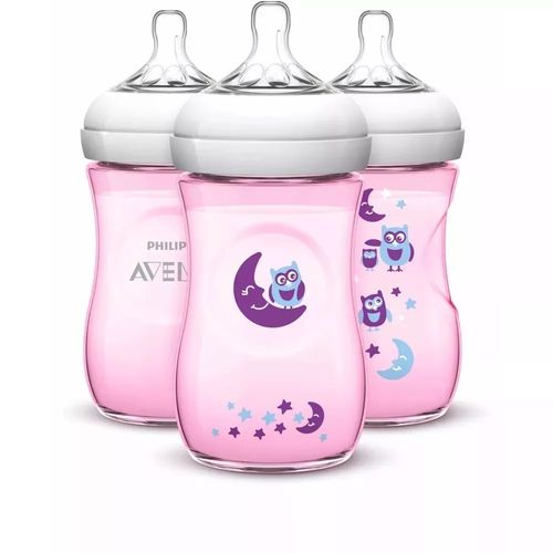 Kit Mamadeira Pétala Avent 260ml com 3 Unidades Rosa Coruja