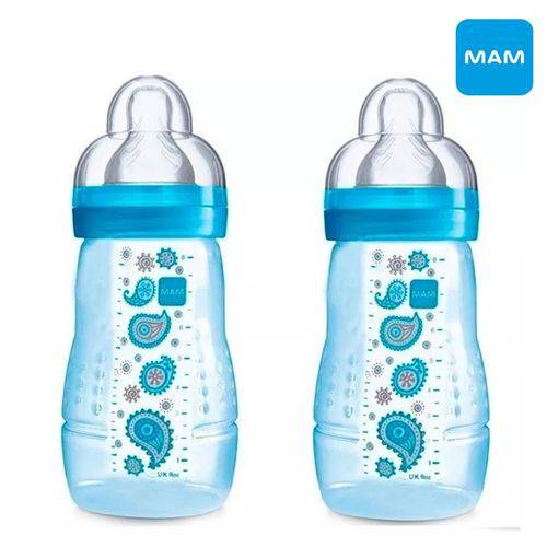 Kit 2 Mamadeiras 270ml Easy Active Fashion Azul Mam 4847