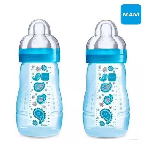 Kit 2 Mamadeiras Mam Easy Active Fashion Azul 270ml 4847