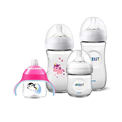 Kit 3 Mamadeiras Pétala 125 260 330ml e Copo Pinguim Menina - Philips Avent