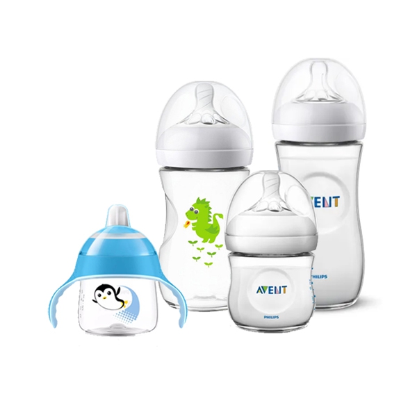 Kit 3 Mamadeiras Pétala 125 260 330ml e Copo Pinguim Menino - Philips Avent