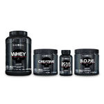 KIT Massa Muscular - Whey Protein Chocolate 900g + Creatina 150g + BCAA 100 Caps + BOPE Pré-treino Frutas Amarelas 150g - Black Skull