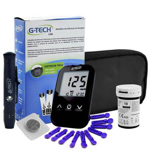 Kit Medidor de Glicose Lite C/10 Tiras Teste G-Tech