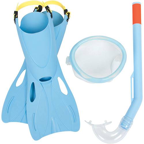Kit Mergulho Infantil Snorkel + Pé de Pato + Máscara Azul - Bestway
