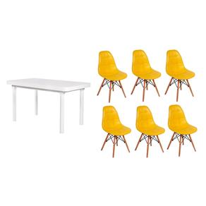 Kit Mesa de Jantar França 160x80 + 06 Cadeiras Charles Eames - AMARELO