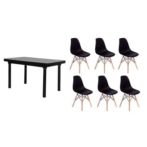 Tudo sobre 'Kit Mesa de Jantar França 160x80 Preta + 06 Cadeiras Charles Eames - Preta'