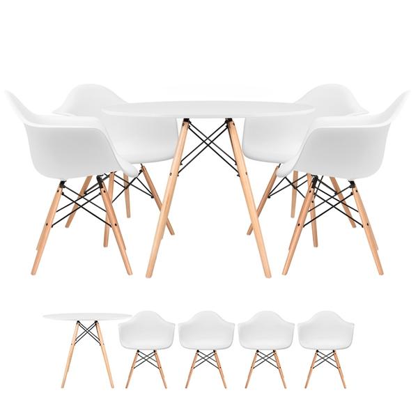 KIT - Mesa Eames 100 Cm + 4 Cadeiras Eames DAW - Branco - Mobili