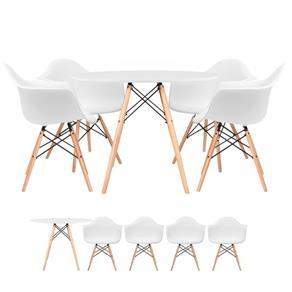 KIT - Mesa Eames 100 Cm + 4 Cadeiras Eames DAW - Branco