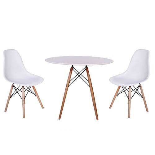 Kit Mesa Jantar Eiffel 80cm Branca + 2 Cadeiras Charles Eames - Branca