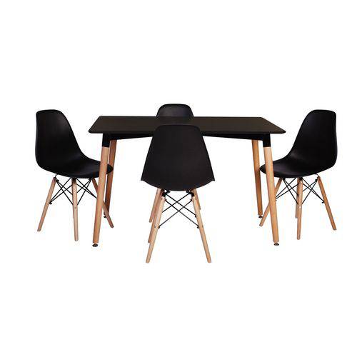 Tudo sobre 'Kit Mesa Jantar Eiffel 120x80cm Preta + 4 Cadeiras Charles Eames - Preta'