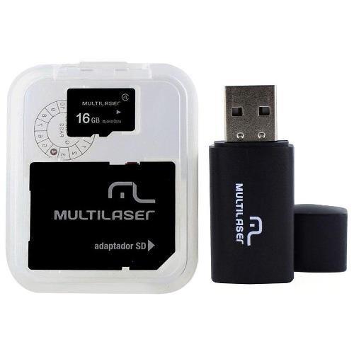 Kit Micro SD + Adaptador + Pen Drive 16GB Multilaser MC112