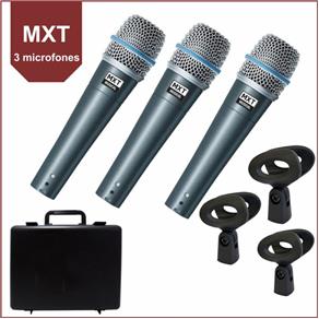 Kit Microfone Dinâmico Triplo MXT PRO de Mão BTM-57A