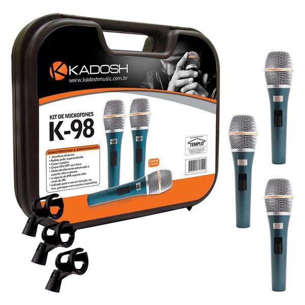 Kit 3 Microfone Kadosh K98 com Cachimbo e Case