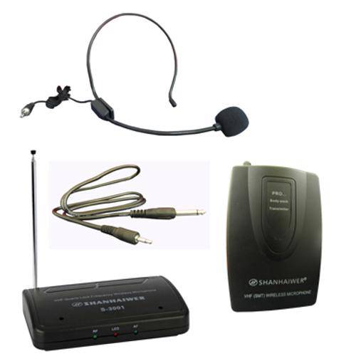 Kit Microfone Sem Fio Wireless Auricular Lapela Head Set (S-3001)
