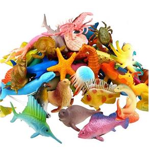 Kit Mini Animais Realista do Mar de Plástico com 52 Peças de Animais do Oceano