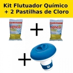 Kit Mini Flutuador Clorador + 2 Pastilhas de Cloro 200g para Piscinas