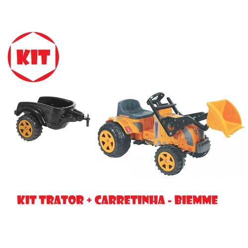 Kit Mini Trator a Pedal Fazendeiro com Pá e Caçamba 317 - Biemme