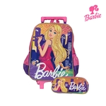 Kit Mochila Escolar Infantil Barbie De Rodinha