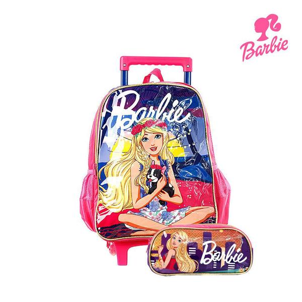 Kit Mochila Escolar Infantil Barbie de Rodinha