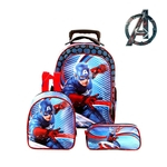 Kit Mochila Escolar Infantil Capitão América Avengers Com Rodinhas