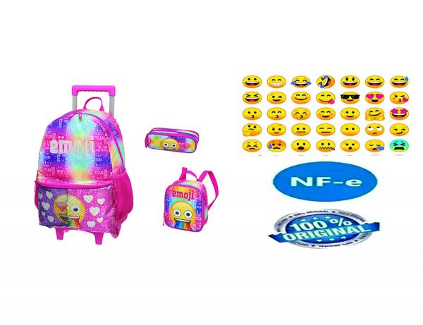 Kit Mochila Infantil de Emoji com Paetê Pacific 2020