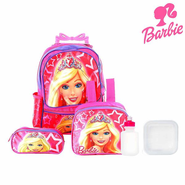 Kit Mochila Infantil Escolar Barbie com Rodinha - Mochila Escolar