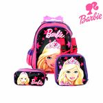 Kit Mochila Infantil Escolar Barbie com Rodinhas.