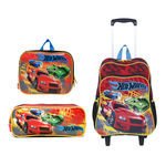 Kit Mochilete G + Estojo + Lancheira P Hot Wheels 18M Plus