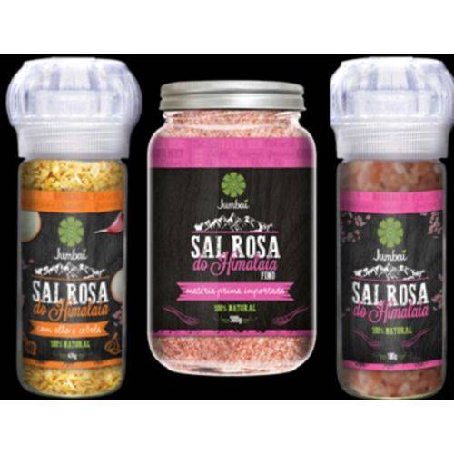 Kit Moedor Sal Rosa Grosso + Sal Rosa/Alho/Cebola + Sal Rosa Fino 500 Gr