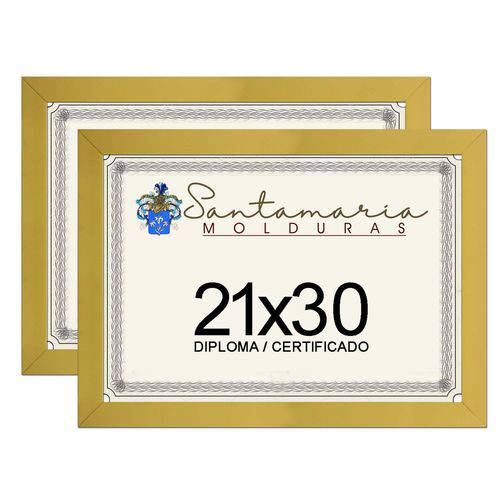 Kit 2 Molduras Porta Diploma Certificado A4 21x30 Amarelo